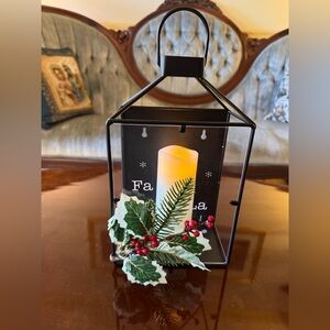 Fa La La Battery Powered Candle Black Christmas Lantern Holiday Decor